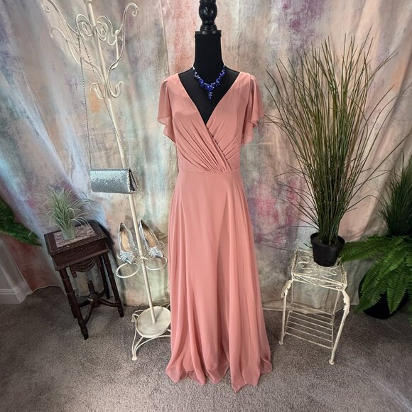 ๐Celebrate DB Studio Flutter Sleeve Formal - Bridesmaid - Prom Maxi Dress - Picture 1 of 15
